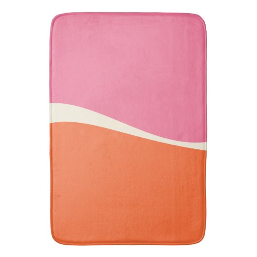 Simple Waves 2 in roze, Sinaasappel en crème Badmat (Voorkant Verticaal)