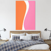 Simple Waves 2 in roze, Sinaasappel en crème Canvas Afdruk (Insitu (Slaapkamer))
