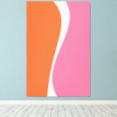 Simple Waves 2 in roze, Sinaasappel en crème Canvas Afdruk (Insitu (Houten vloer))