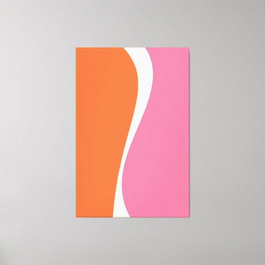 Simple Waves 2 in roze, Sinaasappel en crème Canvas Afdruk (Voorkant)