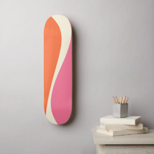 Simple Waves 2 in roze, Sinaasappel en crème Persoonlijk Skateboard