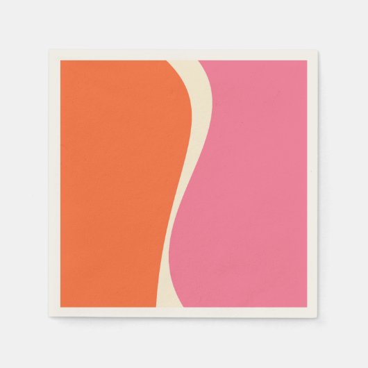 Simple Waves 2 in roze, Sinaasappel en crème Servet (Voorkant)
