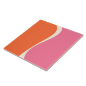 Simple Waves 2 in roze, Sinaasappel en crème Tegeltje (Zijkant)