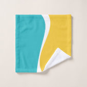 Simple Waves 2 in Turquoise, Geel en Wit Bad Handdoek (Wasdoekje)