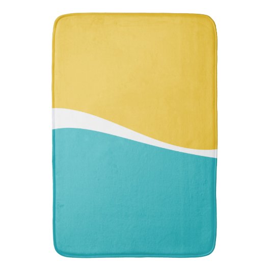 Simple Waves 2 in Turquoise, Geel en Wit Badmat (Voorkant Verticaal)