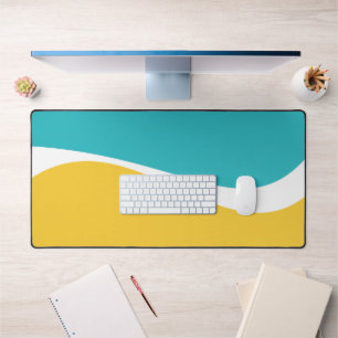 Simple Waves 2 in Turquoise, Geel en Wit Bureaumat
