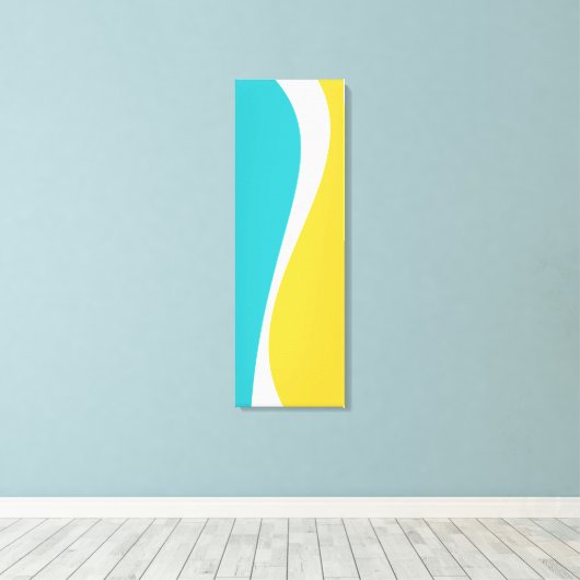 Simple Waves 2 in Turquoise, Geel en Wit Canvas Afdruk (Insitu (Houten vloer))