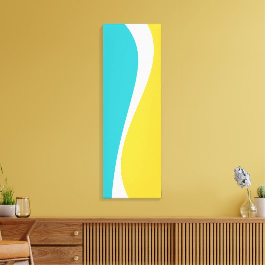 Simple Waves 2 in Turquoise, Geel en Wit Canvas Afdruk (Insitu (Woonkamer))