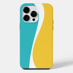 Simple Waves 2 in Turquoise, Geel en Wit iPhone 14 Pro Max Hoesje