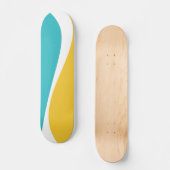 Simple Waves 2 in Turquoise, Geel en Wit Persoonlijk Skateboard (Voorkant)