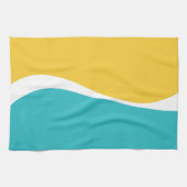 Simple Waves 2 in Turquoise, Geel en Wit Theedoek (Horizontaal)