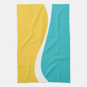 Simple Waves 2 in Turquoise, Geel en Wit Theedoek (Verticaal)