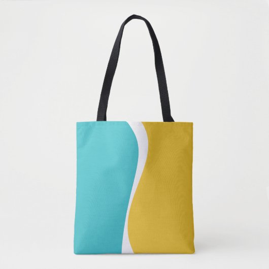 Simple Waves 2 in Turquoise, Geel en Wit Tote Bag (Voorkant)
