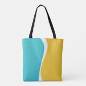 Simple Waves 2 in Turquoise, Geel en Wit Tote Bag (Achterkant)