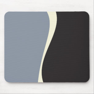 Simple Waves 2 in zwart, grijs en crème Muismat