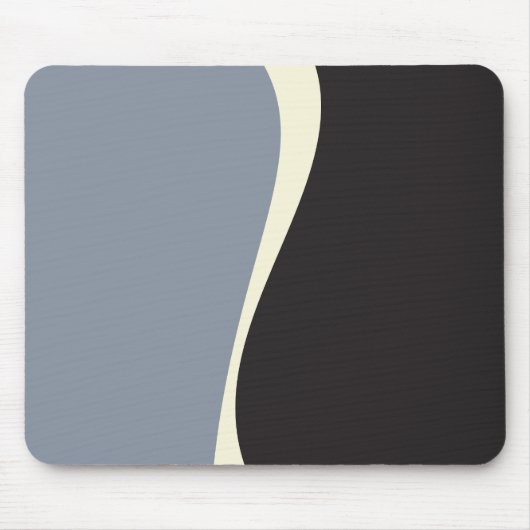 Simple Waves 2 in zwart, grijs en crème Muismat (Voorkant)