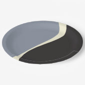 Simple Waves 2 in zwart, grijs en crème Papieren Bordje (Gekanteld)