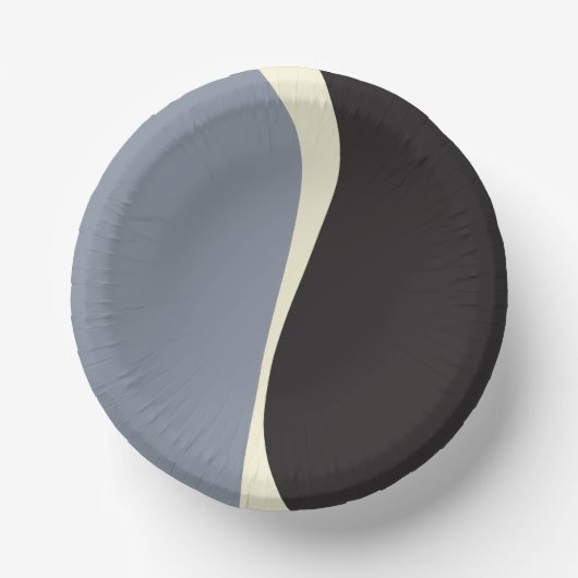 Simple Waves 2 in zwart, grijs en crème Papieren Kommen (Voorkant)