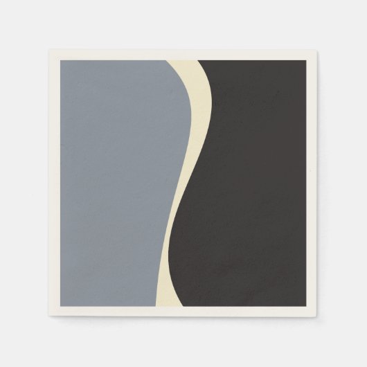 Simple Waves 2 in zwart, grijs en crème Servet (Voorkant)