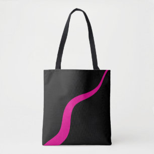 Simple Waves 3 in Magenta en Zwart Tote Bag