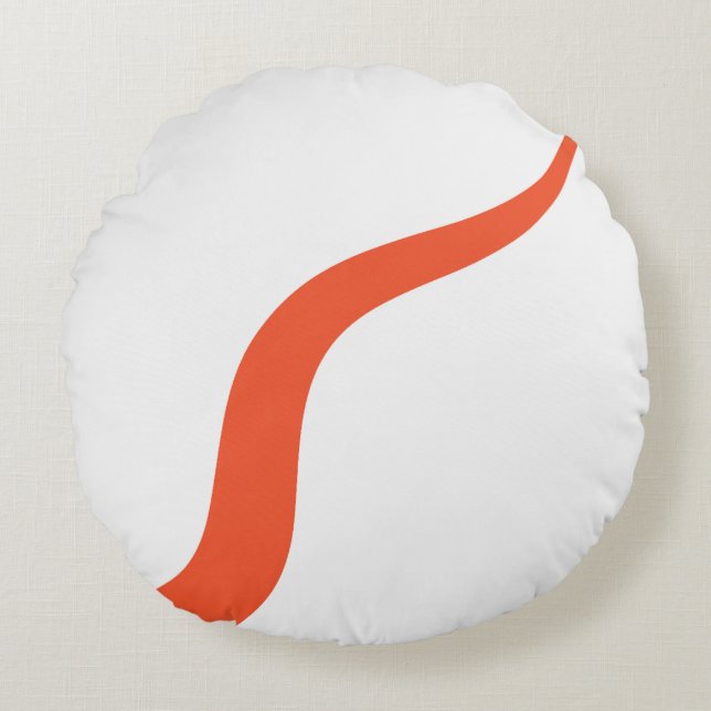 Simple Waves 3 - Sinaasappel en wit Rond Kussen (Voorkant)