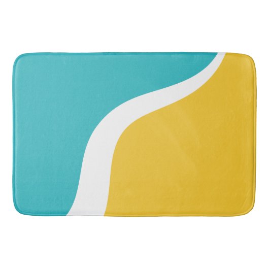 Simple Waves 3 - Turquoise en Geel Badmat (Voorkant)