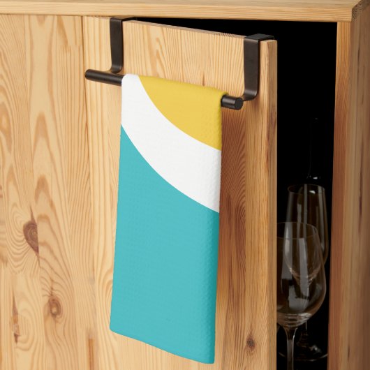 Simple Waves 3 - Turquoise en Geel Theedoek (Derde Gevouwen)