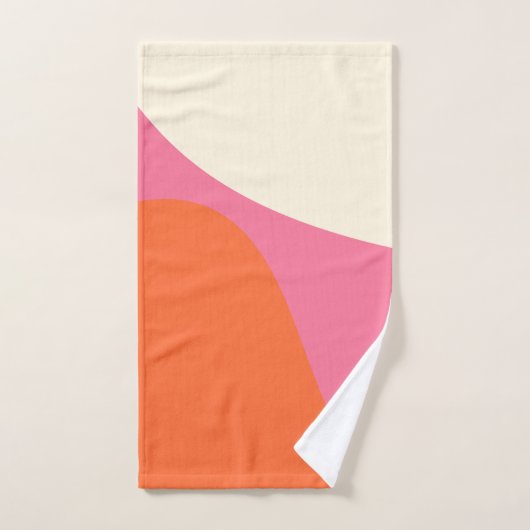 Simple Waves 4 in roze, Sinaasappel en crème Bad Handdoek (Handdoek)
