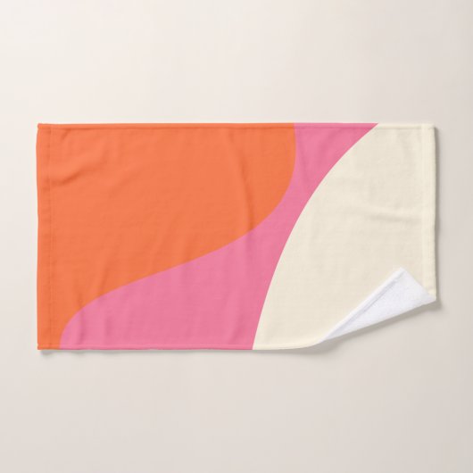 Simple Waves 4 in roze, Sinaasappel en crème Bad Handdoek (Handdoek)