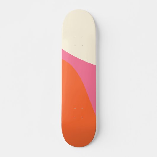 Simple Waves 4 in roze, Sinaasappel en crème Persoonlijk Skateboard (Voorkant)