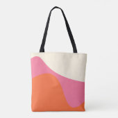 Simple Waves 4 in roze, Sinaasappel en crème Tote Bag (Achterkant)