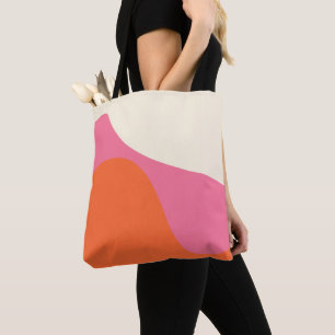 Simple Waves 4 in roze, Sinaasappel en crème Tote Bag
