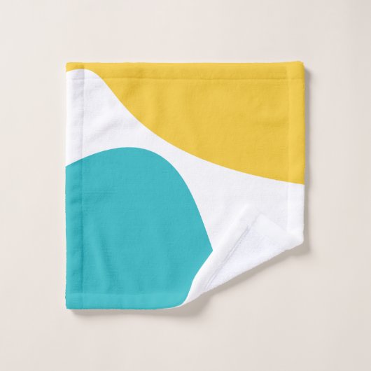 Simple Waves 4 - Turquoise en Geel Bad Handdoek (Wasdoekje)