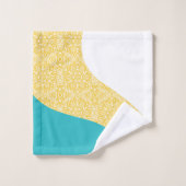 Simple Waves - Bloemenpatroon Turquoise en Geel Bad Handdoek (Wasdoekje)