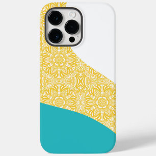 Simple Waves - Bloemenpatroon Turquoise en Geel Case-Mate iPhone 14 Pro Max Hoesje
