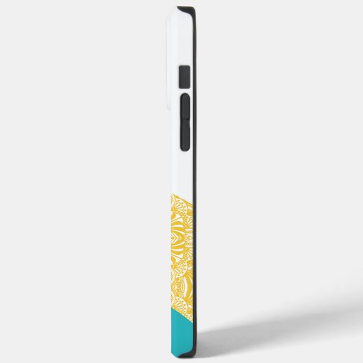 Simple Waves - Bloemenpatroon Turquoise en Geel Case-Mate iPhone Case (Achterkant / Links)