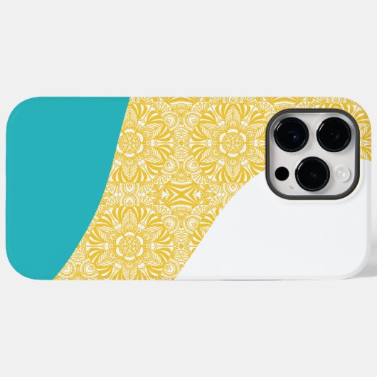 Simple Waves - Bloemenpatroon Turquoise en Geel Case-Mate iPhone Case (Achterkant (horizontaal))