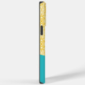 Simple Waves - Bloemenpatroon Turquoise en Geel Case-Mate iPhone Case (Achterkant / Rechts)