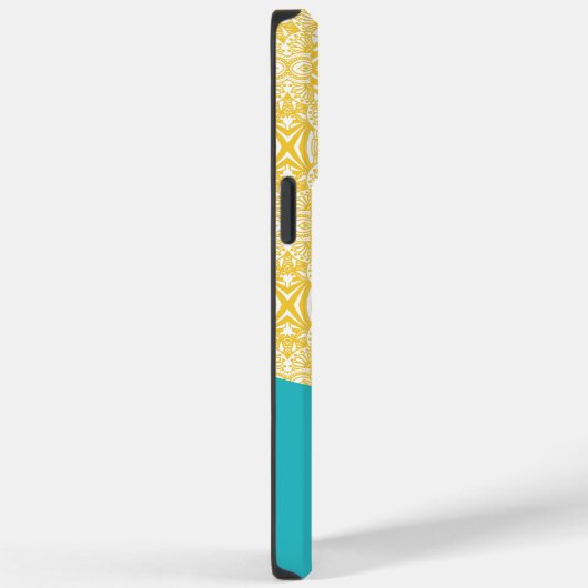Simple Waves - Bloemenpatroon Turquoise en Geel Case-Mate iPhone Case (Achterkant / Rechts)
