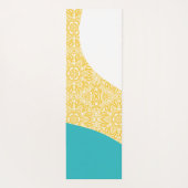 Simple Waves - Bloemenpatroon Turquoise en Geel Yogamat (Achterkant)
