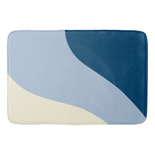 Simple Waves - Donkerblauw, Lichtblauw en Crème Badmat