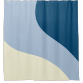 Simple Waves - Donkerblauw, Lichtblauw en Crème Douchegordijn (Voorkant)