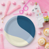 Simple Waves - Donkerblauw, Lichtblauw en Crème Papieren Bordje (Feest)