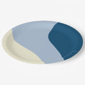 Simple Waves - Donkerblauw, Lichtblauw en Crème Papieren Bordje (Gekanteld)