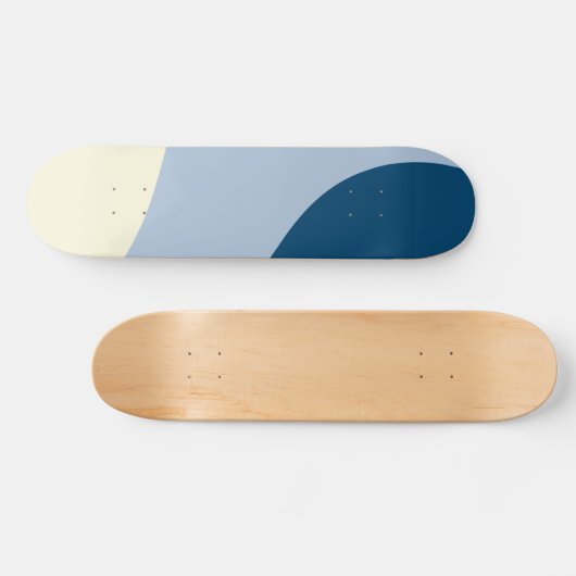 Simple Waves - Donkerblauw, Lichtblauw en Crème Persoonlijk Skateboard (Horizontaal)