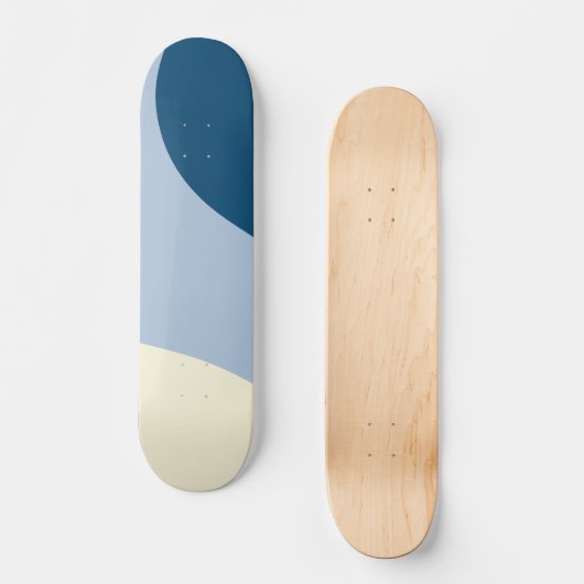 Simple Waves - Donkerblauw, Lichtblauw en Crème Persoonlijk Skateboard (Voorkant)