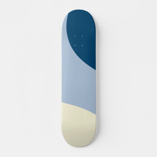 Simple Waves - Donkerblauw, Lichtblauw en Crème Persoonlijk Skateboard (Voorkant)