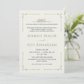 Simple Wavy Border Islamic Wedding Nikah Kaart (Staand voorkant)