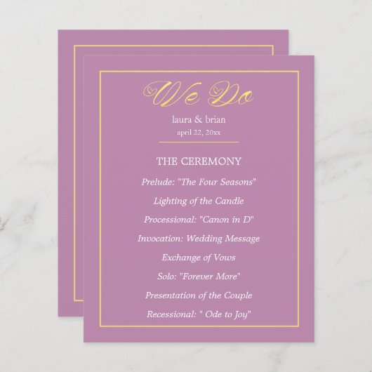 Simple WE DO Wedding Program (Voorkant / Achterkant)