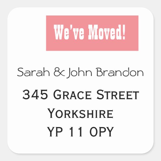 Simple We hebben de aankondiging roze verplaatst Vierkante Sticker (Voorkant)